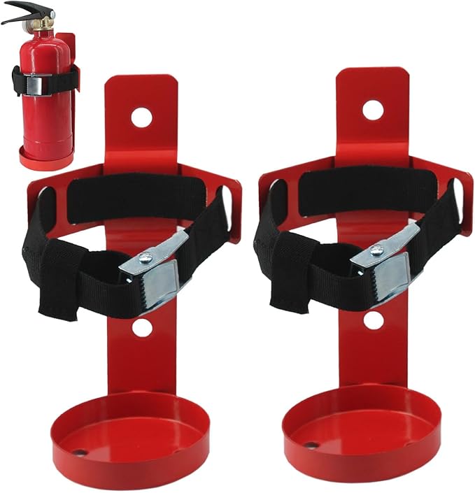 Fire Extinguisher Mount,Wall Mounted Metal Bracket,Compatible with 2.5 lb Fire Extinguishers, Red Powder Layer (2.5LB red 2pcs)