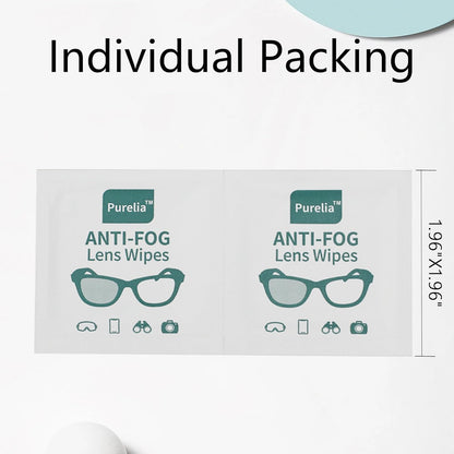 Anti-Fog Lens Wipes,100 Count, Quick-Clean Lens Cloths for Eyeglasses, Goggles, Screens, Portable Individually Wrapped Sheets, Pre-Moistened Cleaning Wipes for Eyeglasses