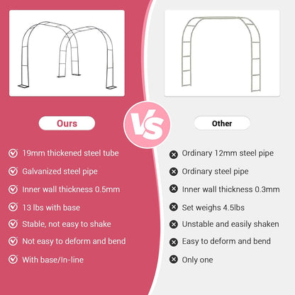 Garden Arch Trellis for Climbing Plants, 9.8'x7.2' Outdoor Arch Trellis, Metal Arbor Arches for Indoor Garden Ceremony Baby Shower Party Decoration Black