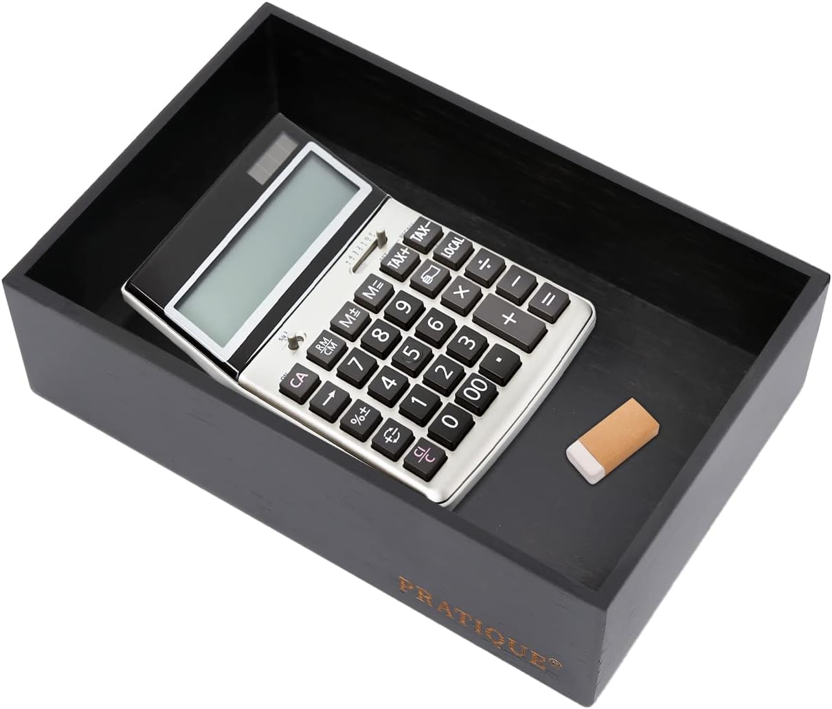 Bamboo Drawer Organizer - Kitchen Utensil Organizer Silverware Tray Cutlery Holder，Office Desk Supplies and Accessories,8.9 * 5.9 * 2.6inch,Black