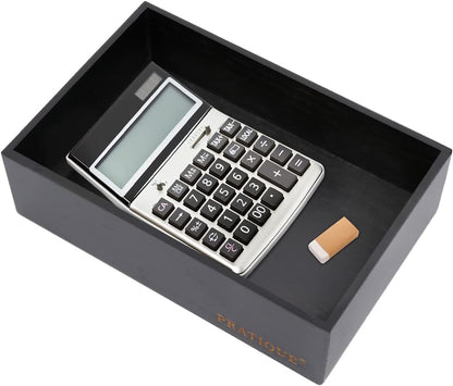 Bamboo Drawer Organizer - Kitchen Utensil Organizer Silverware Tray Cutlery Holder，Office Desk Supplies and Accessories,8.9 * 5.9 * 2.6inch,Black