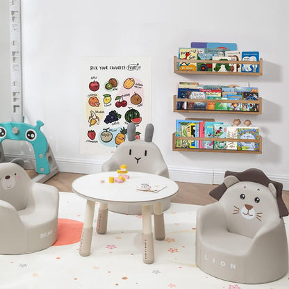 AZSKY Nursery Shelves Light Walnut Floating Book Shelf Organizer for Baby Nursery Décor Wall Book Shelves for Kids Room 24 Inch Wood Wall Ledge Shelves for Bathroom Kitchen Spice Rack a Set of 3