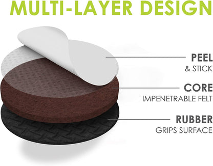 Slipstick GorillaPads Non Slip Furniture Pads/Gripper Feet Floor Protectors (Set of 16) Premium 2 Inch Round Self Adhesive Rubber Stoppers for Furniture Legs