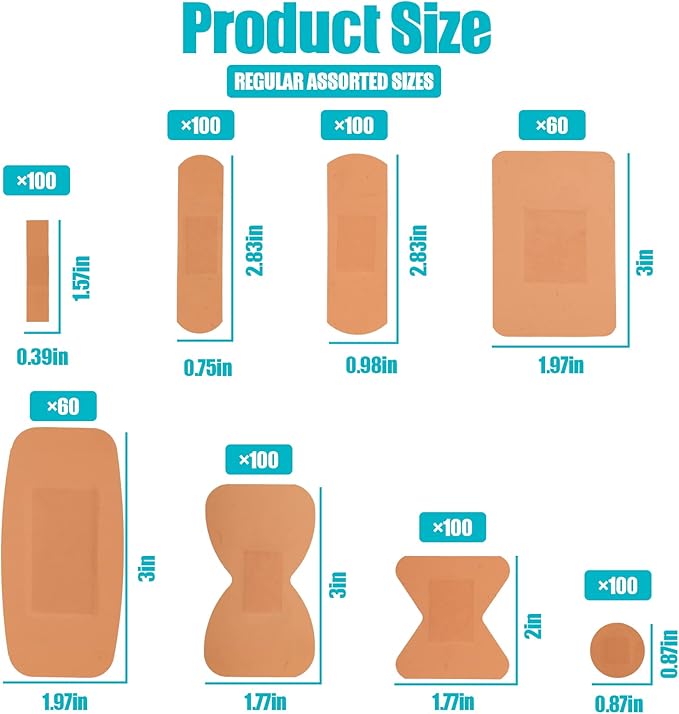 Lounsweer 720 Pcs Assorted Size Bandage Variety Flexible Fabric Adhesive Breathable Round Strip Butterfly Bandage for Waterproof Fingertip Wound Care Face Knee Scrape First Aid Kit Refill(Butterfly)