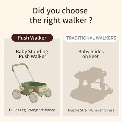 Kidpop PULA 2-in-1 Push and Pull-Along Wagon, Baby Push Walker for First Learner from 7 Month to 4 Year, One Year Birthday Gifts, Sturdy and Safe, Indoors and Outdoors (White)