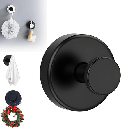 Suction Cup Hooks for Wreaths, 2025 New No Drill Suction Cup Hooks on Glass, Wreath Hanger for Front Door, Rustproof Hook Holder Towel Hook for Window Bathroom Mirrors Tile (1, Black)