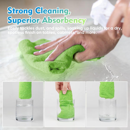 HOMEXCEL Green Microfiber Cleaning Cloth 12 Pack, 12.5 x 12.5 inch Microfiber Towels for Cars, Ultra Absorbent Car Washing Cloth, Lint Free Streak Free Cleaning Rags for Car, Kitchen, and Window