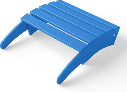 WestinTrends Outdoor Ottoman, Patio Adirondack Ottoman Foot Rest, All Weather Poly Lumber Folding Foot Stool for Adirondack Chair, Widely Used for Outside Porch Pool Lawn Backyard, Pacific Blue