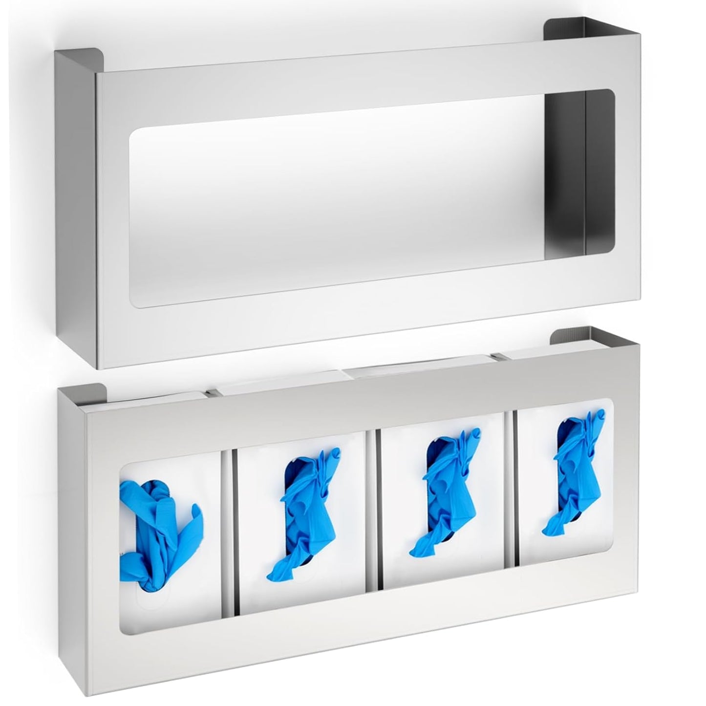 Blulu 2 Pack Glove Box Holder/Dispenser Stainless Steel Quad Wall Mounted Glove Box Organizer,10"H x 21"W x 3 3/4"D
