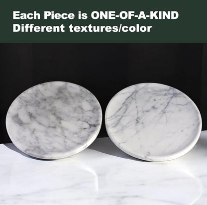 Natural Round Marble Tray - Luxury Decorative Serving Tray for Coffee Table, Bathroom Vanity, Dresser & Kitchen Countertop - Stone Organizer for Jewelry, Perfume, Candle, Home Decor -Arabescato