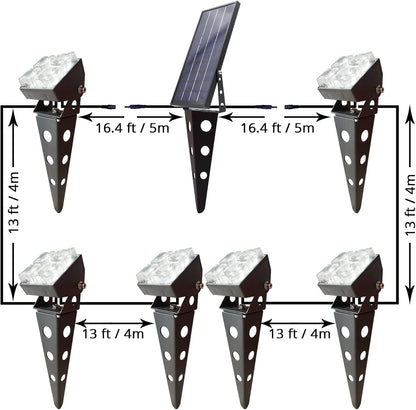 Solar Spot Lights Outdoor Waterproof IP65 Landscape Spotlights with Metal Stake Total 84ft Cable 6-in-1 Warm White Auto On/Off Dusk to Dawn Uplights for Trees Garden Yard Landscape Downlight