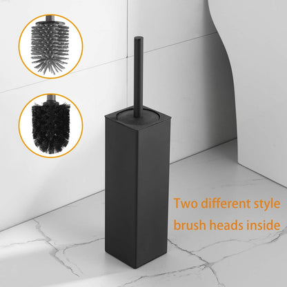 BGL Toilet Brush and Holder Set, Matte Black Freestanding for Bathroom Storage and Organization, Square Design Sturdy and Space Saving