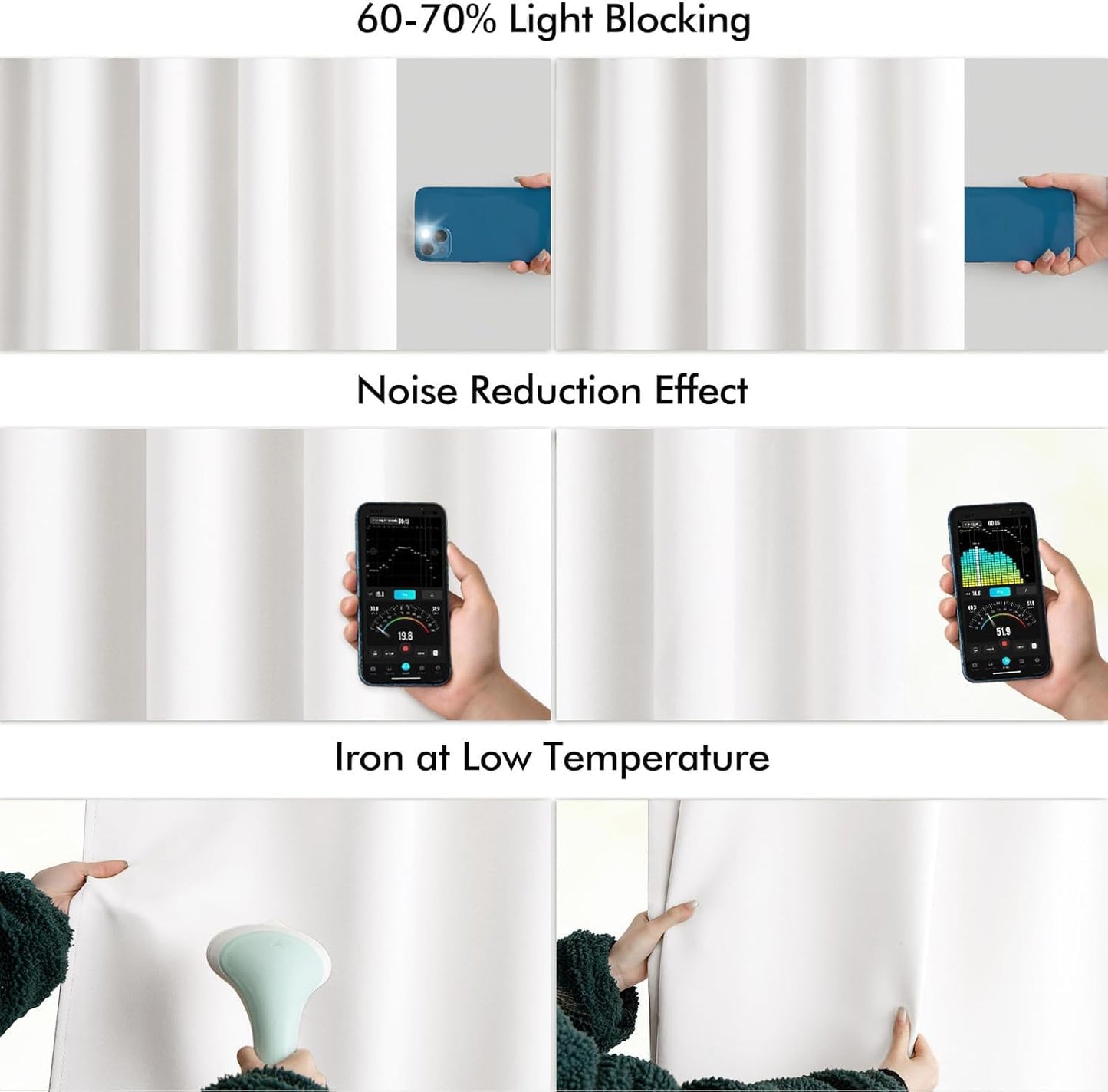 MIULEE Pure White Back Tab Blackout Curtains 90 Inches Long 2 Panels Set for Living Room Bedroom Privacy, Rod Pocket/Pinch Pleat Thermal Insulated Room Darkening Pleated Light Blocking Drapes