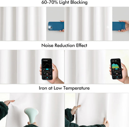 MIULEE Pure White Back Tab Light Blocking Curtains 72 Inch Length 2 Panels Set for Living Room Bedroom Privacy, Rod Pocket/Pinch Pleat Thermal Insulated Room Darkening Pleated Blackout Drapes