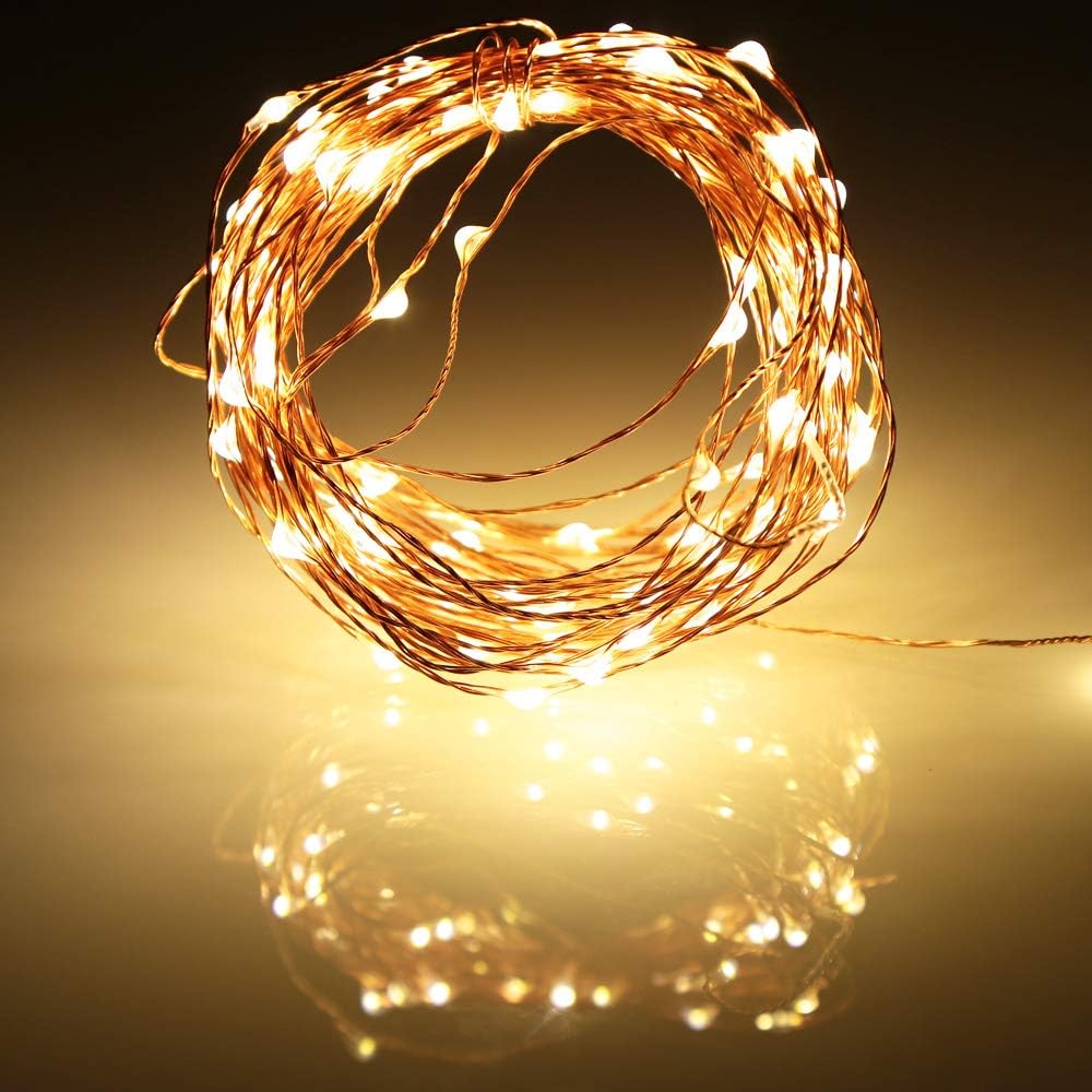 Led Fairy Lights Battery Operated, 4 Packs Mini Battery Powered Copper Wire Starry Fairy Lights for Bedroom, Christmas, Parties, Wedding, Centerpiece, Decoration (5m/16ft Warm White)