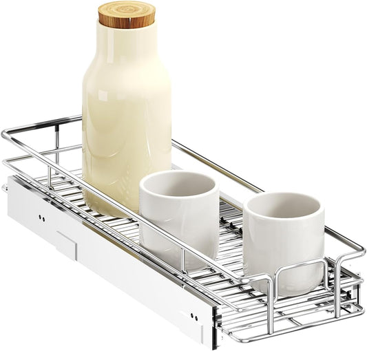 LOVMOR Pull Out Cabinet Organizer 7½" W x 21½" D, Kitchen Cabinet Pull Out Shelves Slide Out Storage