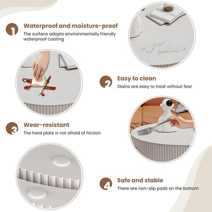 Round Nesting Coffee Table Wood Drum Nesting Tables Modern Stacking Coffee Table Set of 2 Fluted Center Table End Table for Living Room Home Office Small Spaces, No Assembling (White Large)