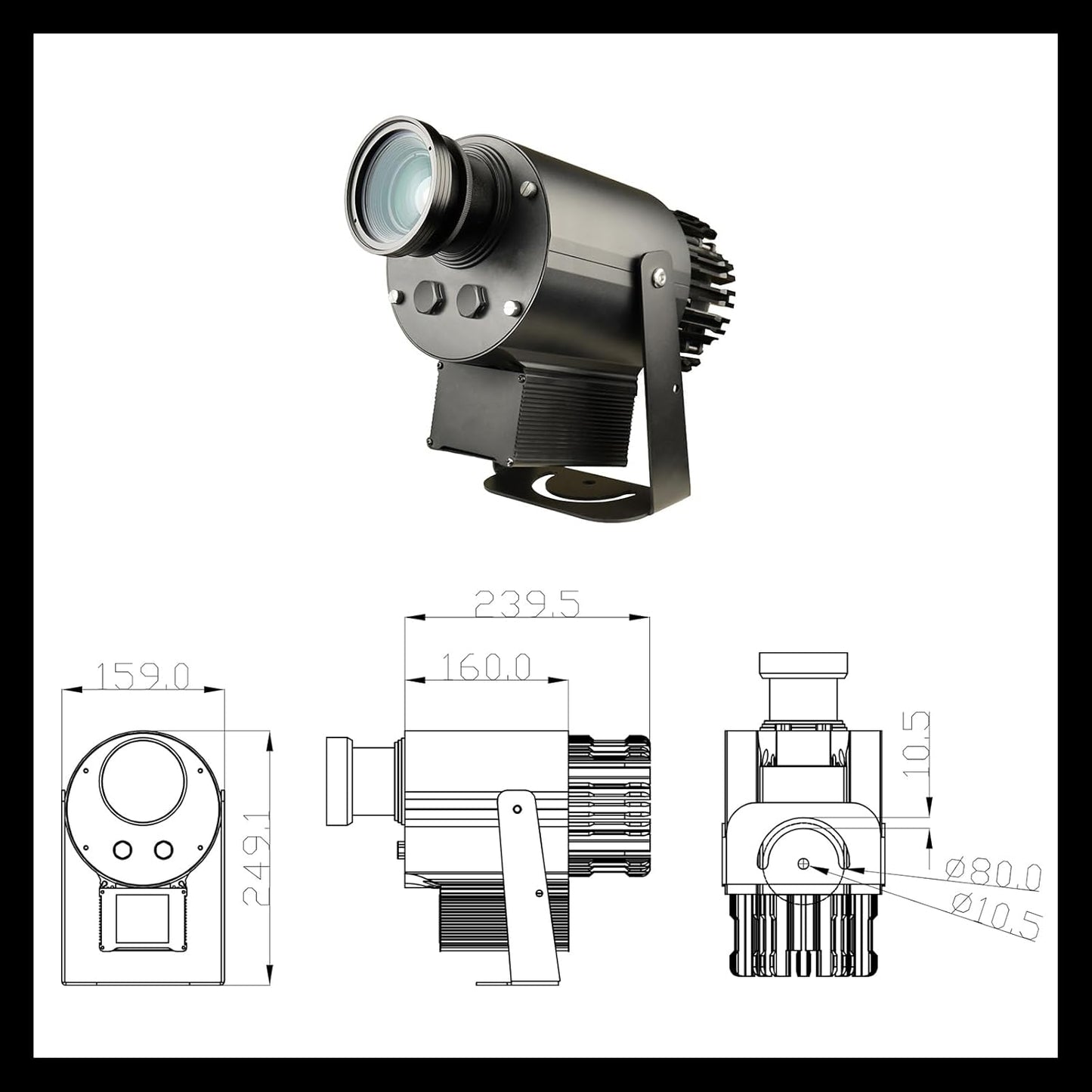 80W LED Logo GOBO Projector DJ Effect Light Including Free Custom Glass GOBO to Project Image for Advertising Business Hotel Company Store Wedding Indoor and Outdoor Use (80W)