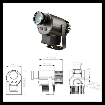 80W LED Logo GOBO Projector DJ Effect Light Including Free Custom Glass GOBO to Project Image for Advertising Business Hotel Company Store Wedding Indoor and Outdoor Use (80W)