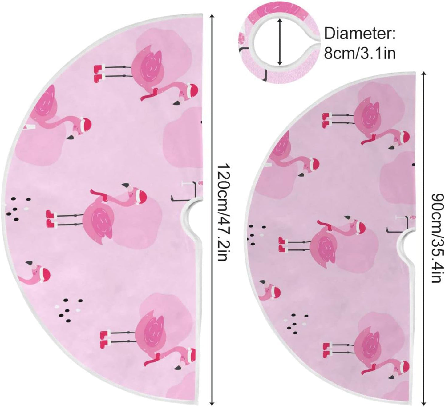 Christmas Flamingo Champagne Tree Skirt, Seasonal Tree Mat Holiday Party Supplies Ornaments Indoor Outdoor Decorations for Tabletop Trees 47.2 Inches