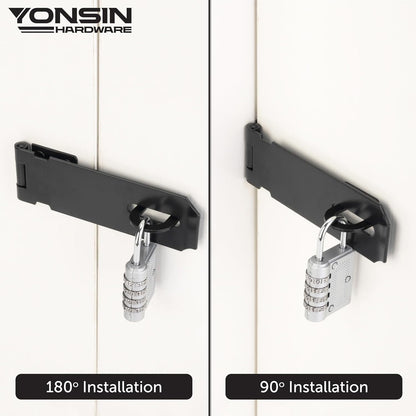 5" Door Padlock Safety Hasp Latch 2 Pcs, Door Hasp Clasp Lock Gate Shed Hasp Latch Lock for Door WindowCabinet Pet Cage Toolbox Shed Fence, 304 Stainless Steel, Matte Black Finish