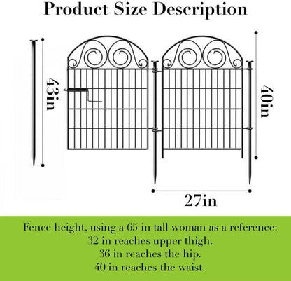 Tall Garden Fencing Animal Barrier, 40 Inch(H) 2 Panels Total Length 4.4 Ft, Dog Fences Outdoor for Yard, Dog Digging Fence Barrier, Metal Temporary Fencing│Patented