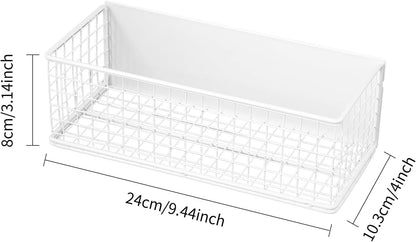 Magnetic Stotage Basket, Magnetic Shelf for Fridge, Magnetic Spice Rack Wire Mesh Magnetic Organizer Holder Accessories for Office Kitchen Classroom Storage,White, 9.44" x 4" x 3.14"