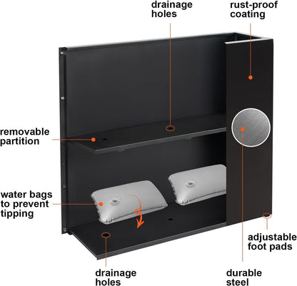 Metal Large Rectangular Planter Box Outdoor 30" H x 34" W x 10" D,Tall Flower Pot with Quick Installation,Long Black Planters for Outdoor Plants with Drainage Holes for Plants,Patio,Garden