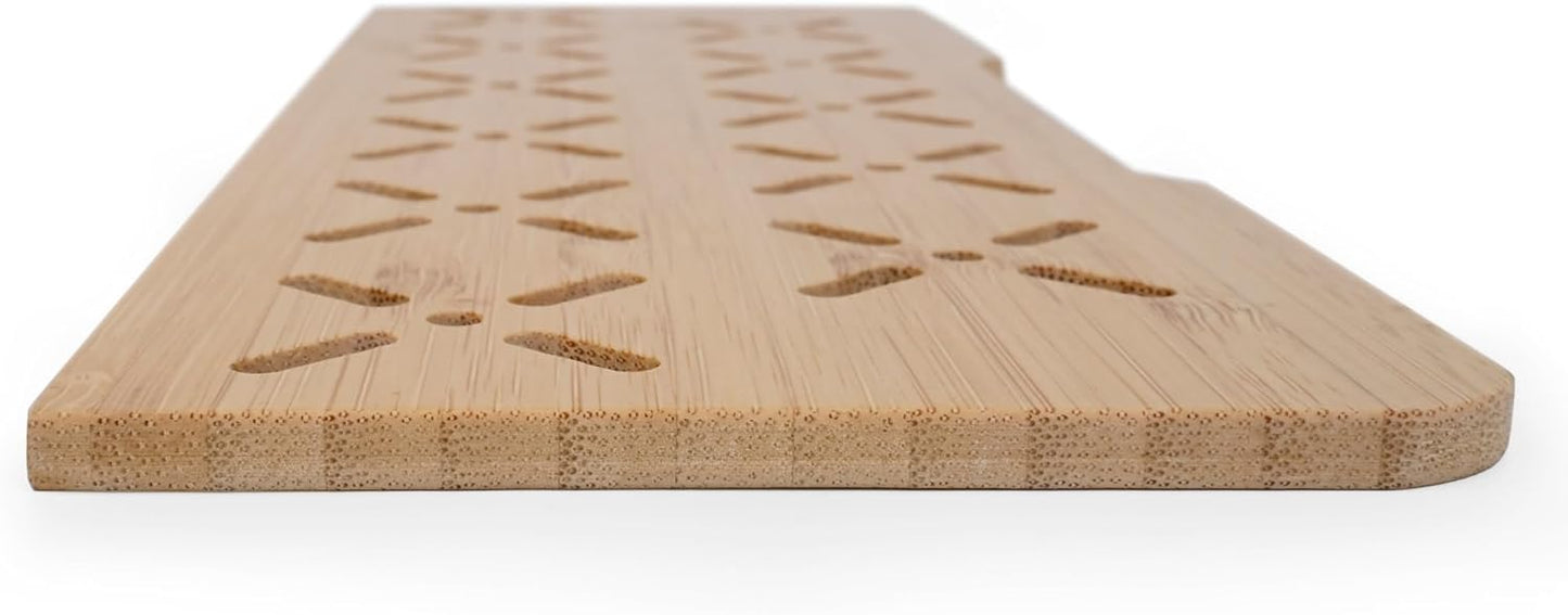 Natural Bamboo Storage Tray with 5 Custom Dividers, Deep Drawer Organizer for Kitchen, Small Cabinets, Home Office & Living Room