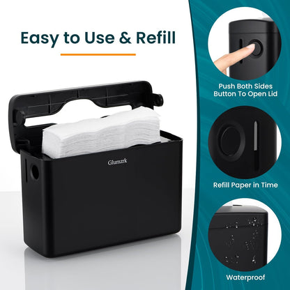 Paper Towel Dispenser Countertop, Compact Trifold Multifold Z Fold Hand Towel Holder Commercial Bathroom Paper Towels Dispenser for Home Kitchen Toilet, Black