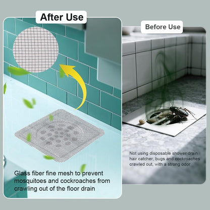 80PCS 4"x4" Disposable Hair Drain Stickers, Anti-Blocking Filter Screen Self-Adhesive Mesh Drain Covers for Bathroom, Bathtub, Sink, Kitchen, Laundry Room, Shower