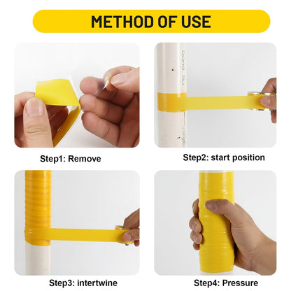 Self Fusing Silicone Tape 2 Rolls 1 in x 10' Yellow Waterproof Rescue Tape Rubber Leak Silicone Self-amalgamating Tape for Plumbing, Sealing Pipes, Hose Repair, Outdoor Coax and Tool Fixation