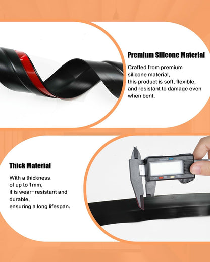 Orghtin T-Shaped Silicone Seal Strip, Black Door Sealer Weather Stripping Door Seal Strip, 10Ft Door Draft Stopper for Side of Door