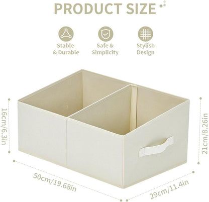 DIMJ Trapezoid Storage Bins for clothes - 4 Packs Closet Organizers and Storage Baskets, Foldable Closet Baskets with Handles and Divider, Closet Storage Bin Toybox for Shelves Living Room Bedroom