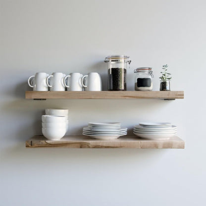 Urban Legacy Deep Floating Shelves | Wormy Maple with Furniture Grade Clear Coat | Low Profile Brackets | Set of 2 (24" x 11" x 2")