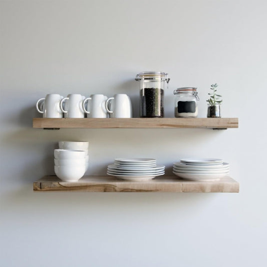 Urban Legacy Deep Floating Shelves | Wormy Maple with Furniture Grade Clear Coat | Low Profile Brackets | Set of 2 (24" x 11" x 2")