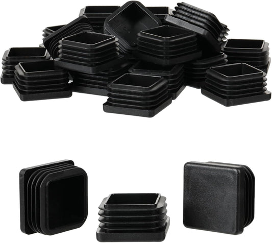 Furnigear Plastic Plugs Tubing End Cap Chair End Caps Outside Bottom Tubing Caps Square Furniture Sliders Glides Black (24, Fit 1.04-1.09" Square Tube Inner Size)