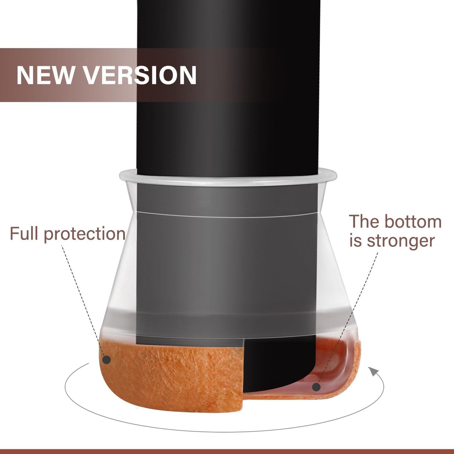 YOZON Chair Leg Floor Protectors for Hardwood Floors Felt Furniture Pads Silicone Caps 32 Pack Anti-Scratch Reduce Noise Clear Round Medium Fit 3/4" to 1-3/16" (19-30mm)