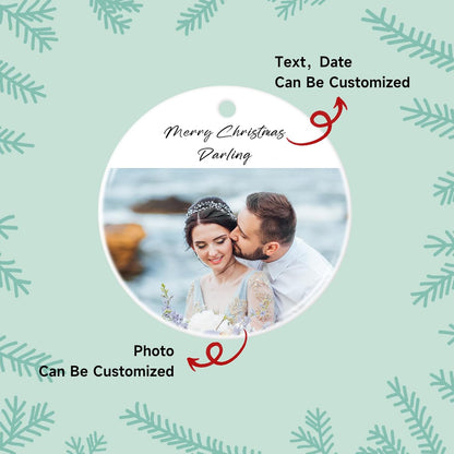 Personalized Christmas Ornaments 2025 Ceramic Custom Photo Text Christmas Ornament Customized Photo Ornament Christmas Tree Decorations Gift for Family Kids Friends Couples Wedding