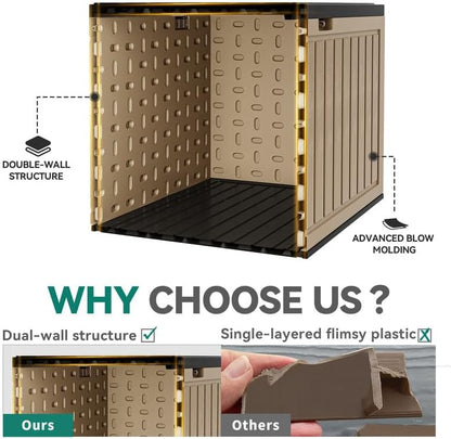 YITAHOME 90 Gallon Large Deck Box, Double-Wall Resin Outdoor Storage Boxes, Deck Storage for Patio Furniture, Cushions, Pool Float, Garden Tools, Lockable & Waterproof (Black&Brown)