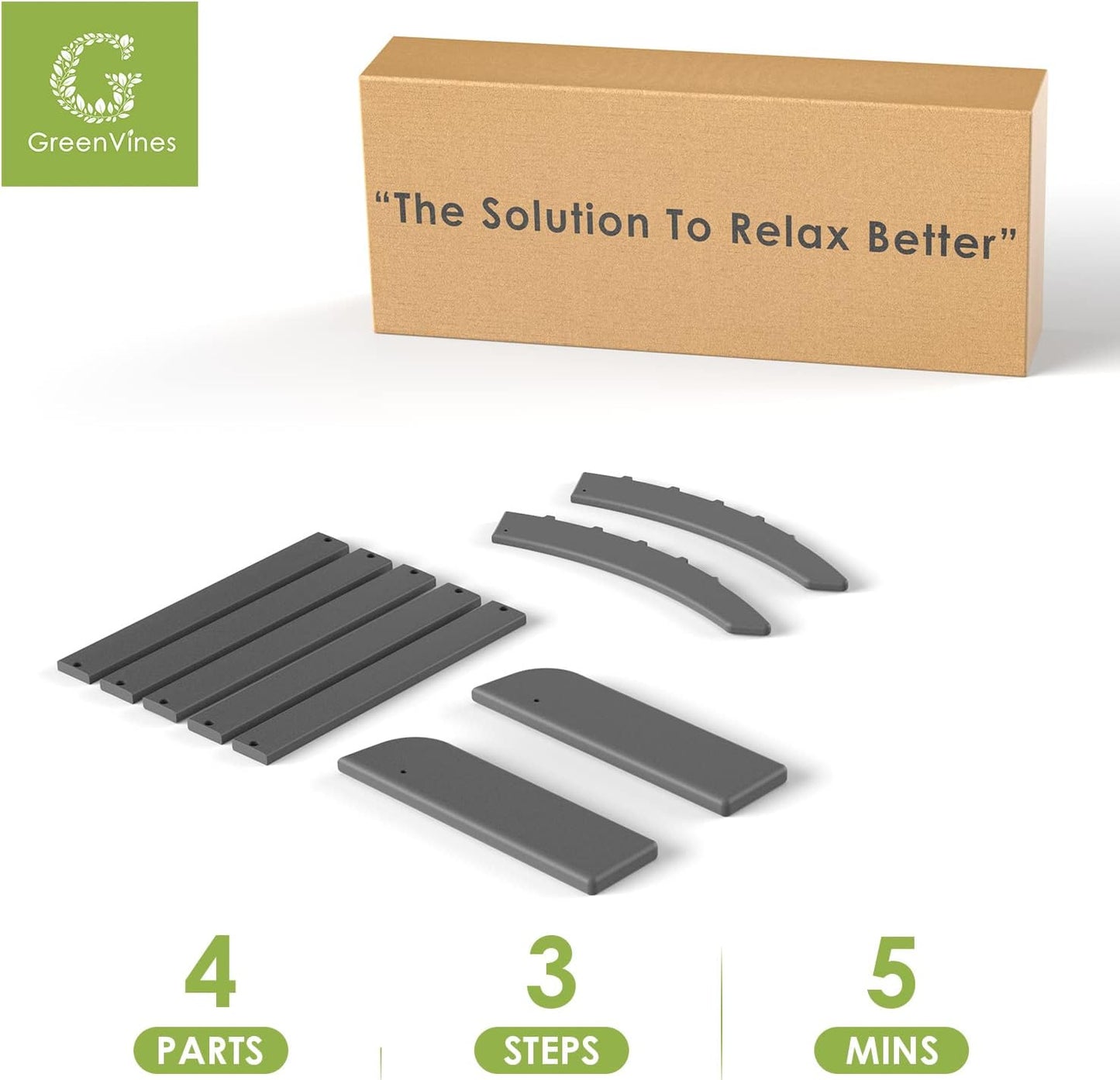 GREENVINES Adirondack-Ottoman | Set of 4 | HDPE Plastic | Outdoor Footrest | All Weather | Foot Rest | Foot Stool | Grey | for Adirondack Chair | for Patio Backyard Pool