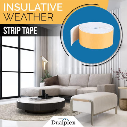 High Density Foam Weather Stripping Door Seal Strip Insulation Tape Roll for Insulating Door Frame, Window, Air Conditioner | Self Adhesive Sealing Weatherstrip (4 in x 1/8 in x 10 Ft, White)