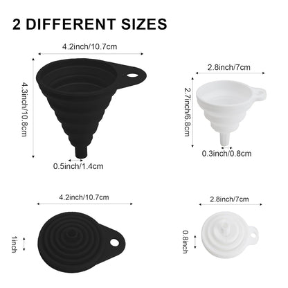 Kitchen Funnel Set, Food Grade Foldable Small and Large Funnel, Silicone Collapsible Funnels, Flexible Funnels for Kitchen Use Filling Bottles Liquid Powder Transfer Kitchen Gadgets Accessories, 4PCS