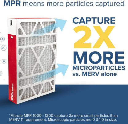 Filtrete 18x18x1 AC Furnace Air Filter, MERV 11, MPR 1000, Micro Allergen Defense, 3-Month Pleated 1-Inch Electrostatic Air Cleaning Filter, 4 Pack (Actual Size 17.81 x 17.81 x 0.81 in)