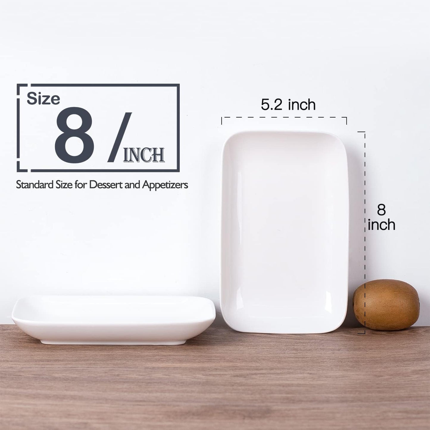 DELLING 8in White Rectangular Serving Plates-Large Serving Platter Set Salad Plates - Big Serving Trays for Parties Meat, Sushi, Dinner Plate Oven Safe Dinnerware Set of 3