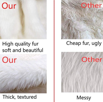 AOGU 72 Inch Faux Fur Christmas Tree Skirt White Plush Skirt for Merry Christmas Party Christmas Tree Decoration