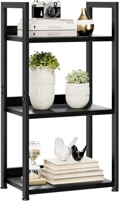 NUMENN Narrow Bookshelf, 3 Tier Bookshelves, Home Office Bookcase Shelf Storage Organizer, Free Standing Storage Shelving Unit for Bedroom, Living Room and Home Office, Black