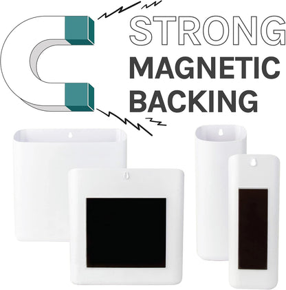 JS Jackson Supplies White Lint Bin with Magnetic Back (Set of 2), Large and Small Space Saving Trash Bins and Organizers for Laundry Room and Kitchen, Wall Mountable