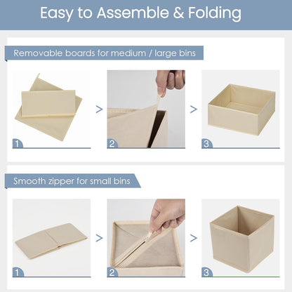 Criusia Drawer Organizer Clothes,16 Pack Underwear Drawer Organizers, Foldable Closet Organizers and Storage Dresser Drawer Dividers Clothing Organizer for Clothes, Socks, Scarves, Bra, Ties (Beige)