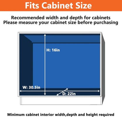 ROOMTEC Individual Pull Out Cabinet Organizer (30" W x 21½" D), 2 Tier Spice Rack Organizer for Cabinet, Slide Out Drawer Pantry Shelf Organization and Storage for Kitchen Bathroom